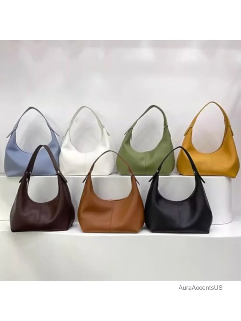 Vegan Leather Hobo Bag Crescent Shoulder Bag Slouchy Tote Handbag
